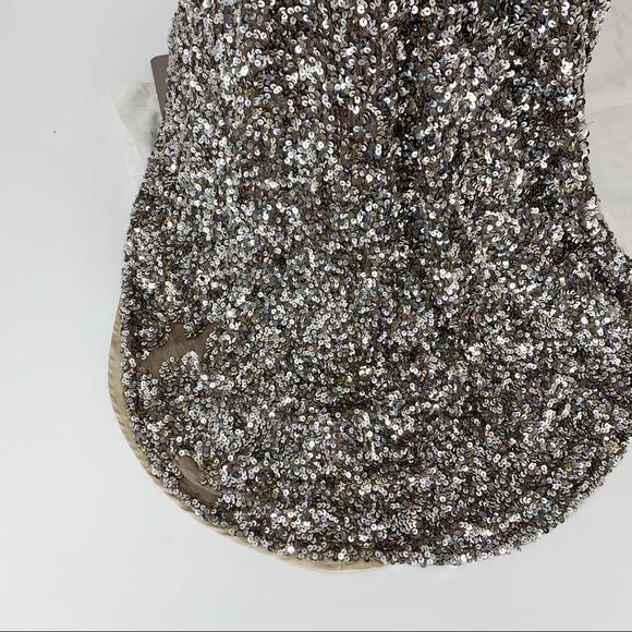 Scala Silver Metallic Sequin Strapless Gown Tail 6 - Picture 6 of 9